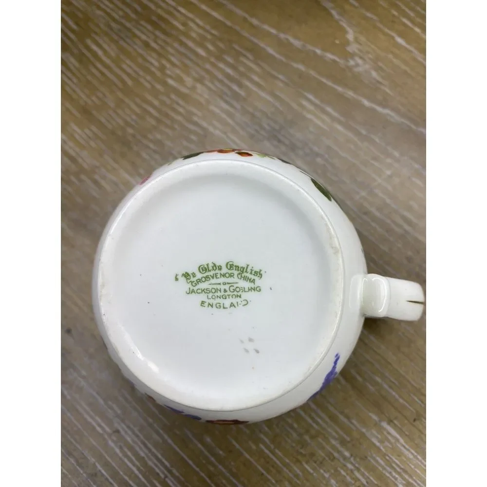 Vintage Grosvenor Ye Old English Creamer Floral Jackson Gosling‎ England Gold